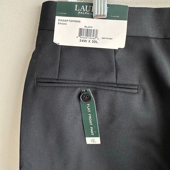 Lauren Ralph Lauren Eagan Wool Suit Flat Front Trouser Black 34x30 - Picture 6 of 8